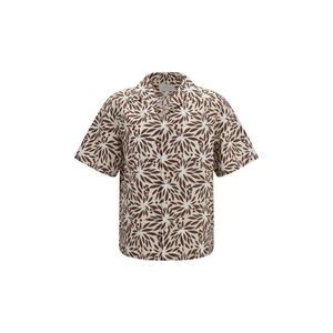 Prada Brown Cotton Pattern Men's Shirt